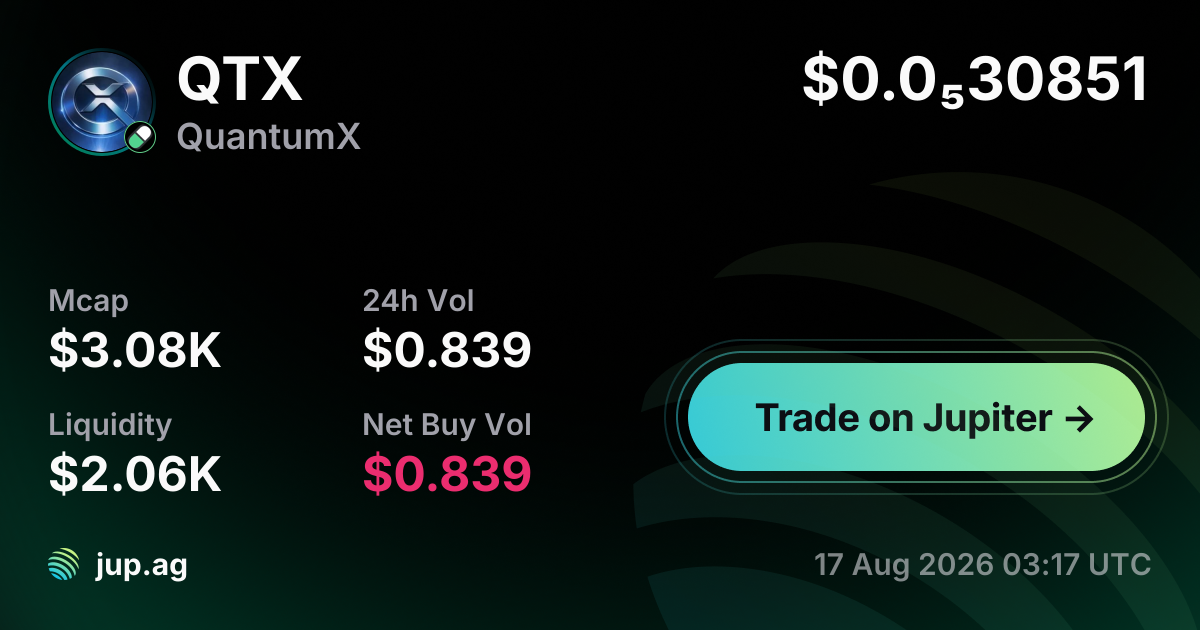 QuantumX Price Today, QTX to USD live price chart, marketcap & news