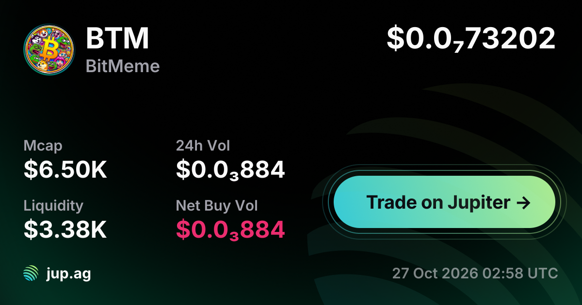 BitMeme Price Today, BTM to USD live price chart, marketcap & news
