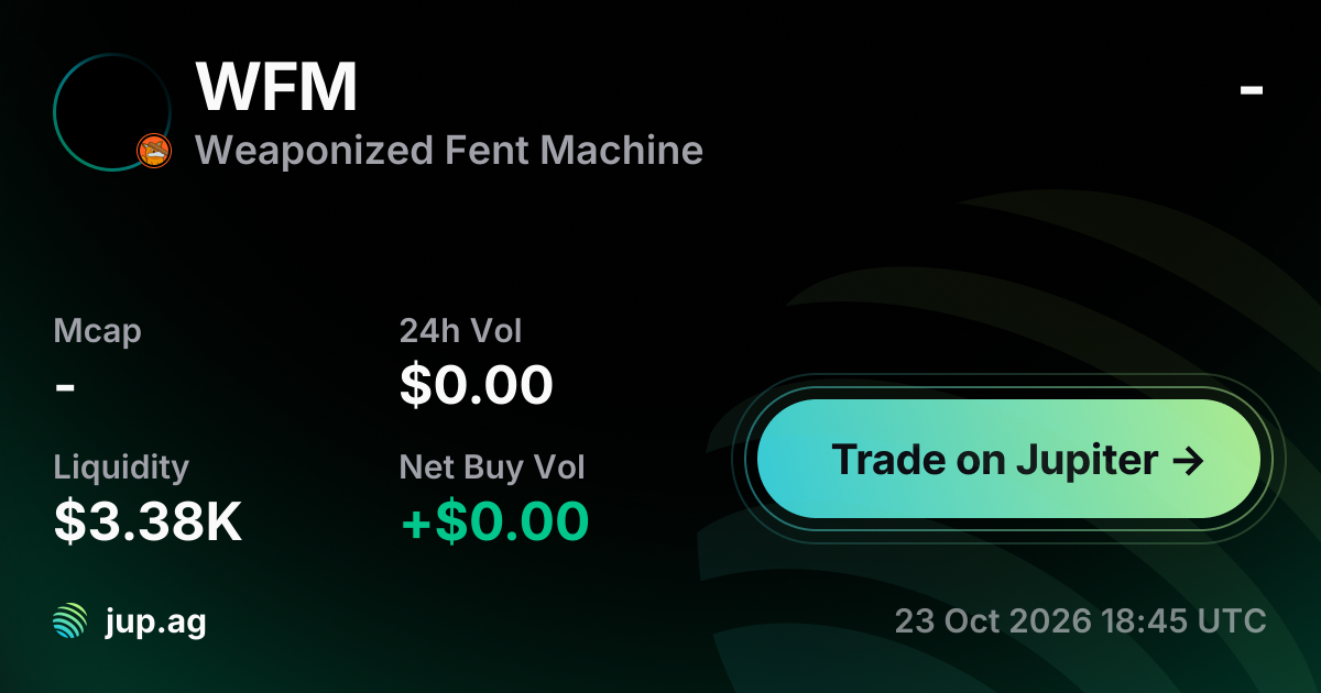 Fent Machine Weaponized Fent Machine Price Today, WFM to USD live price chart ...