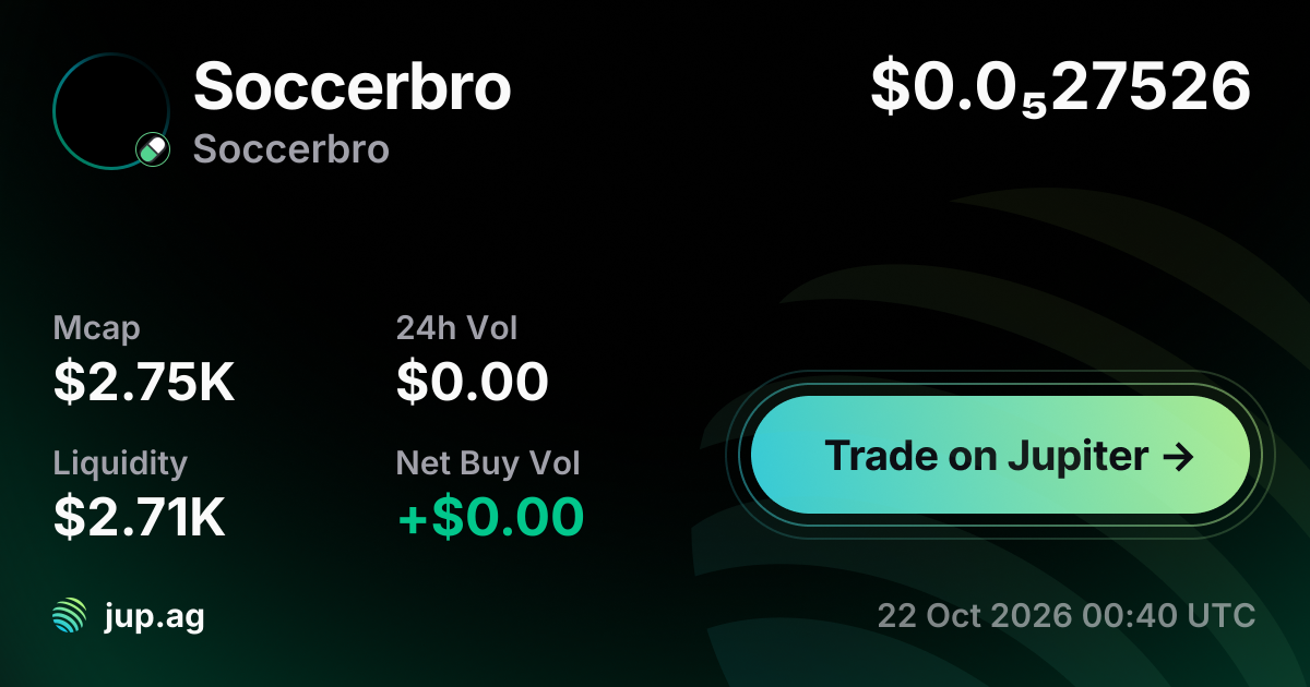 Soccerbro Price Today, SOCCERBRO to USD live price chart, marketcap & news