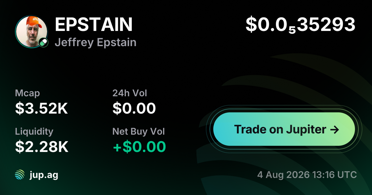 Jeffrey Epstain Price Today, EPSTAIN to USD live price chart, marketcap ...