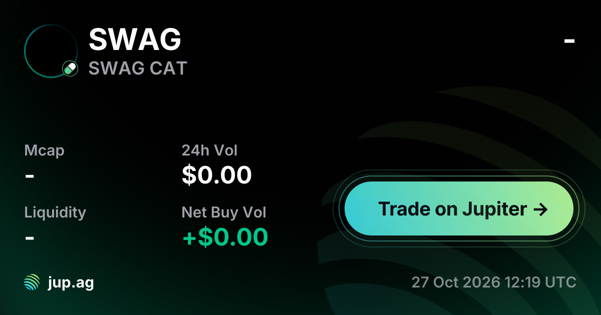 Swag Rate SWAG CAT Price Today, SWAG to USD live price chart, marketcap & news