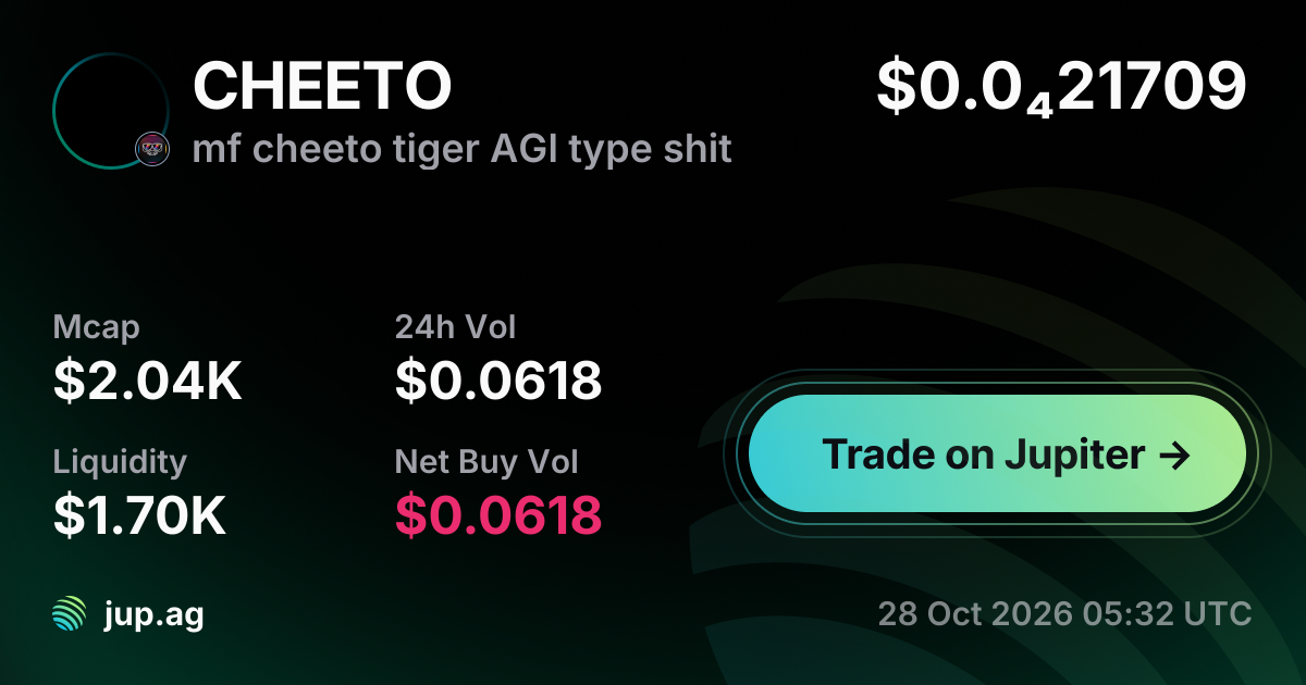 mf cheeto tiger AGI type shit Price Today, CHEETO to USD live price ...