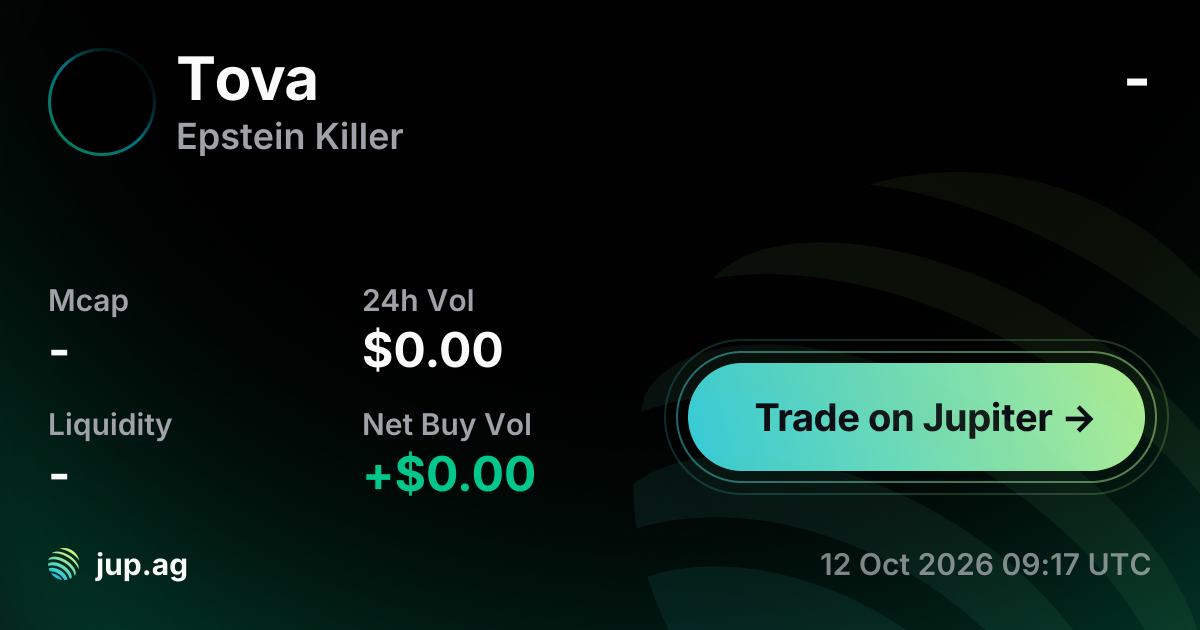 Tova Api Epstein Killer Price Today, TOVA to USD live price chart, marketcap & news