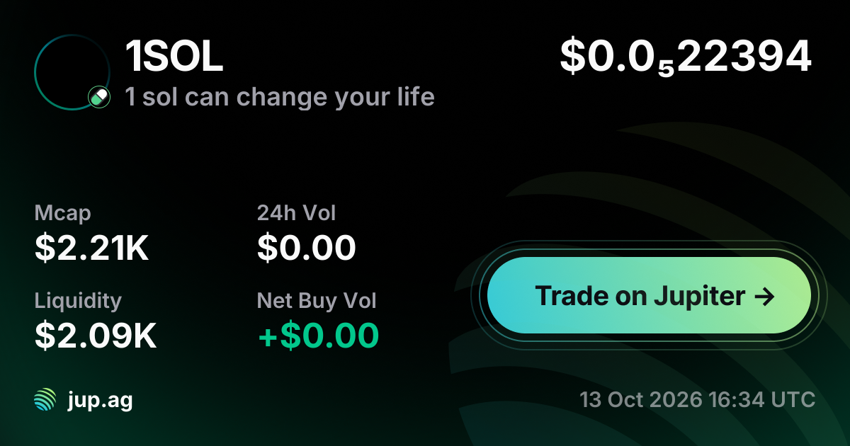 1 sol can change your life Price Today, 1SOL to USD live price chart ...