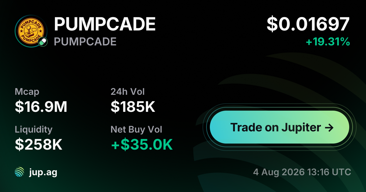 PUMPCADE Price Today, PUMPCADE to USD live price chart, marketcap & news