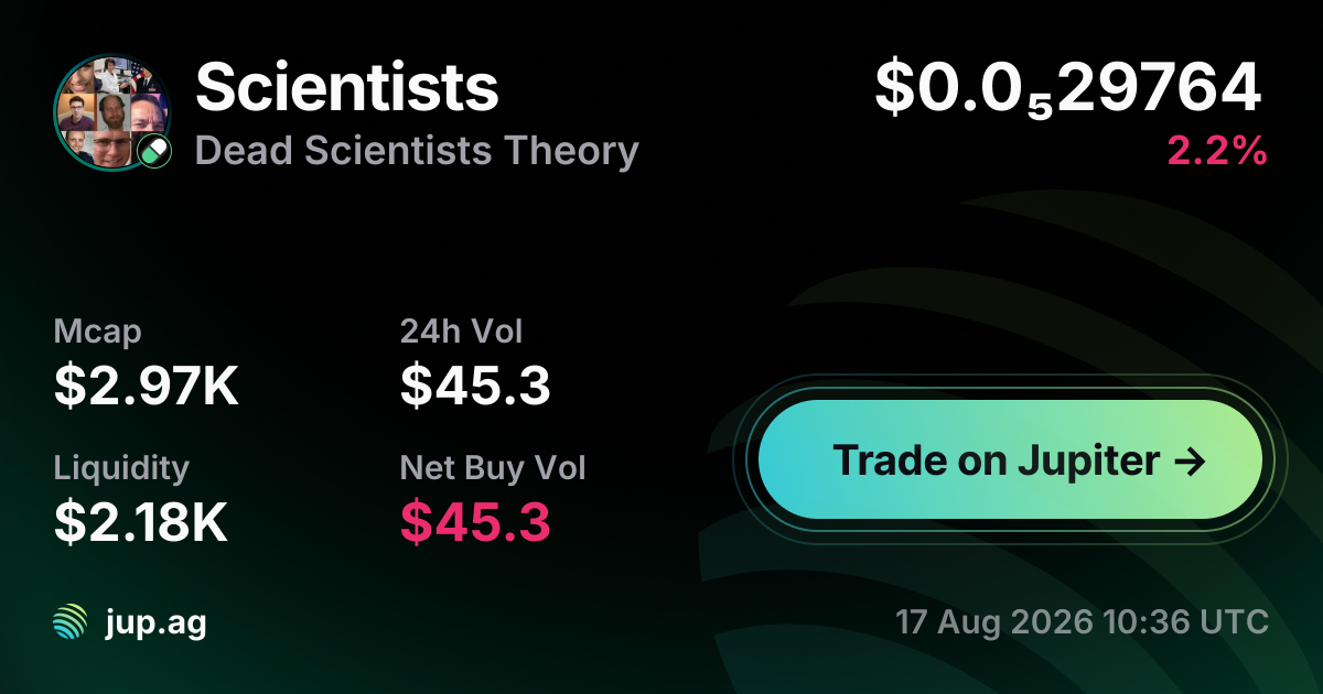 Dead Scientists Theory Price Today, SCIENTISTS to USD live price chart ...